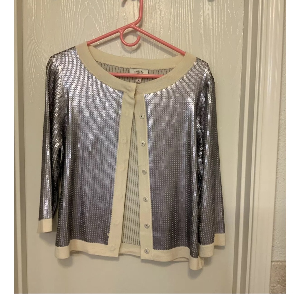 Loft Beige and Silver Sweater